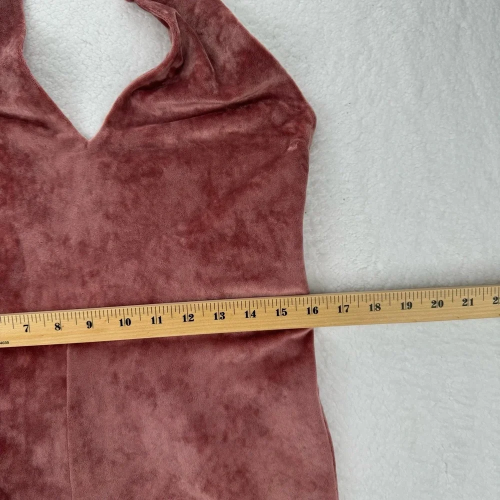 NWT Free People Monte Pink Velvet WideLeg Halter Jumpsuit Large - Picture 7 of 11